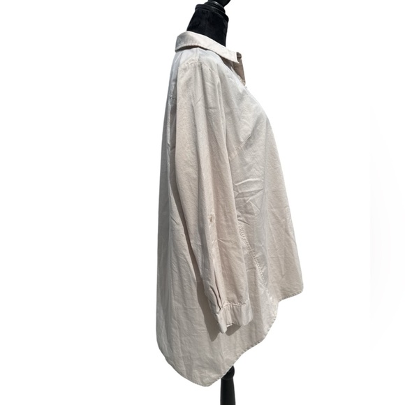 Zac & Rachel Women's Beige Button-Up Tunic Shirt Size L Relaxed Fit Cotton Blend - Picture 4 of 11